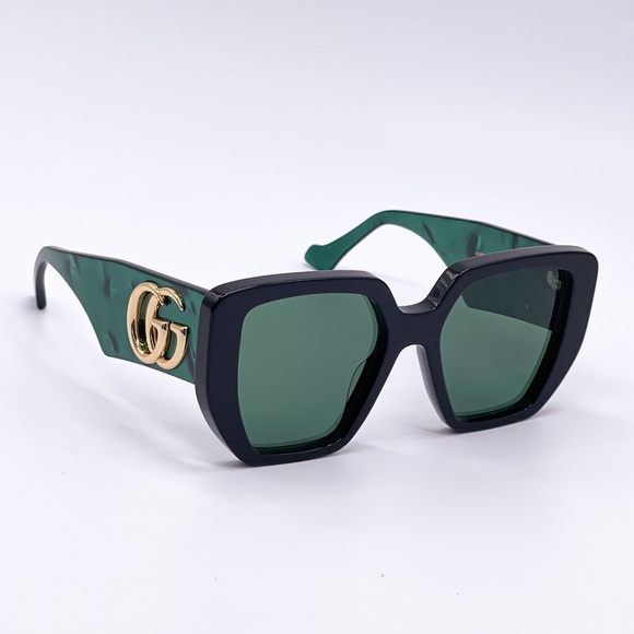 NEW GUCCI GG0956S 001 BLACK GREEN WOMEN’S GUCCI SUNGLASSES NEW COLLECTION - Picture 7 of 13
